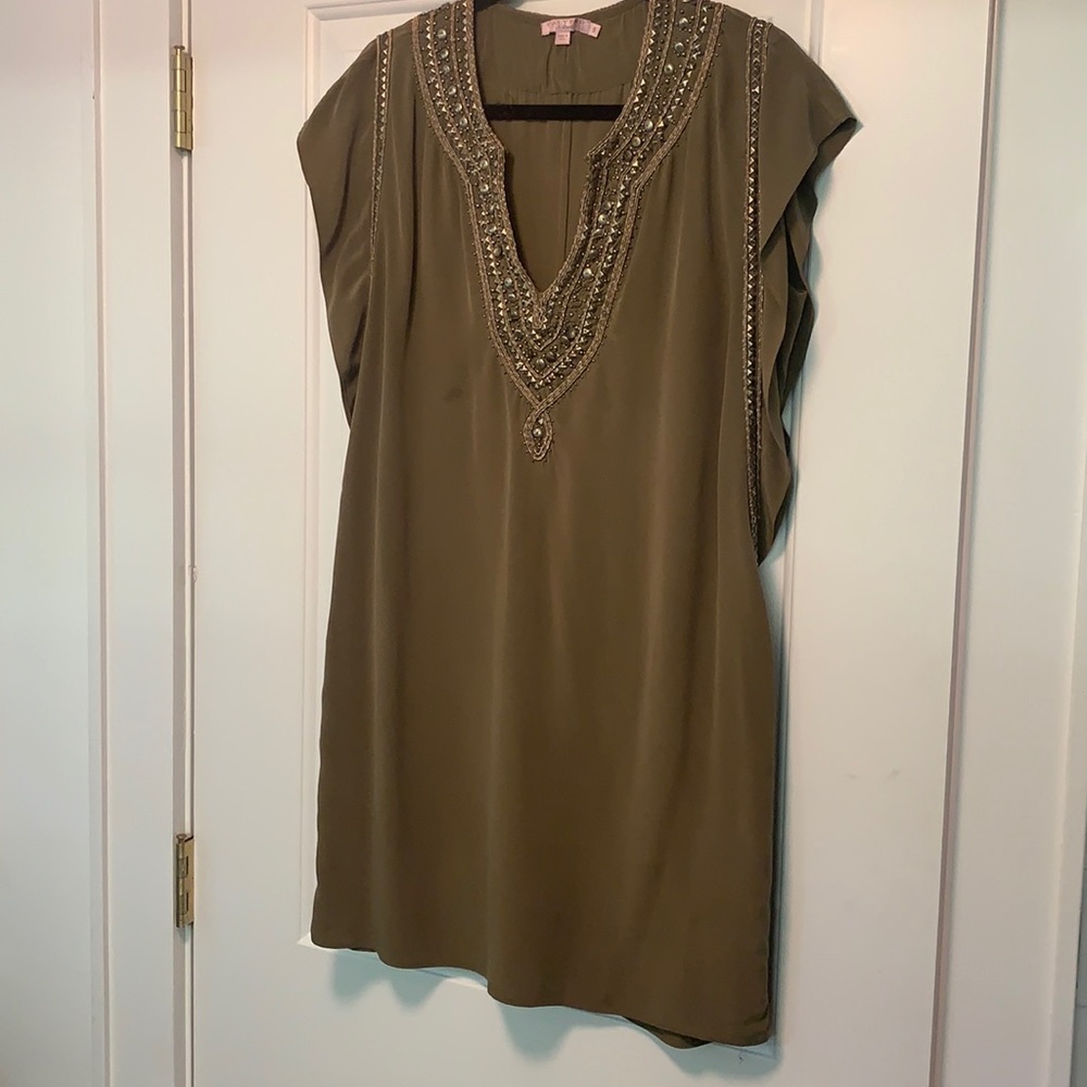 Embellished Silk Green Calypso Dress